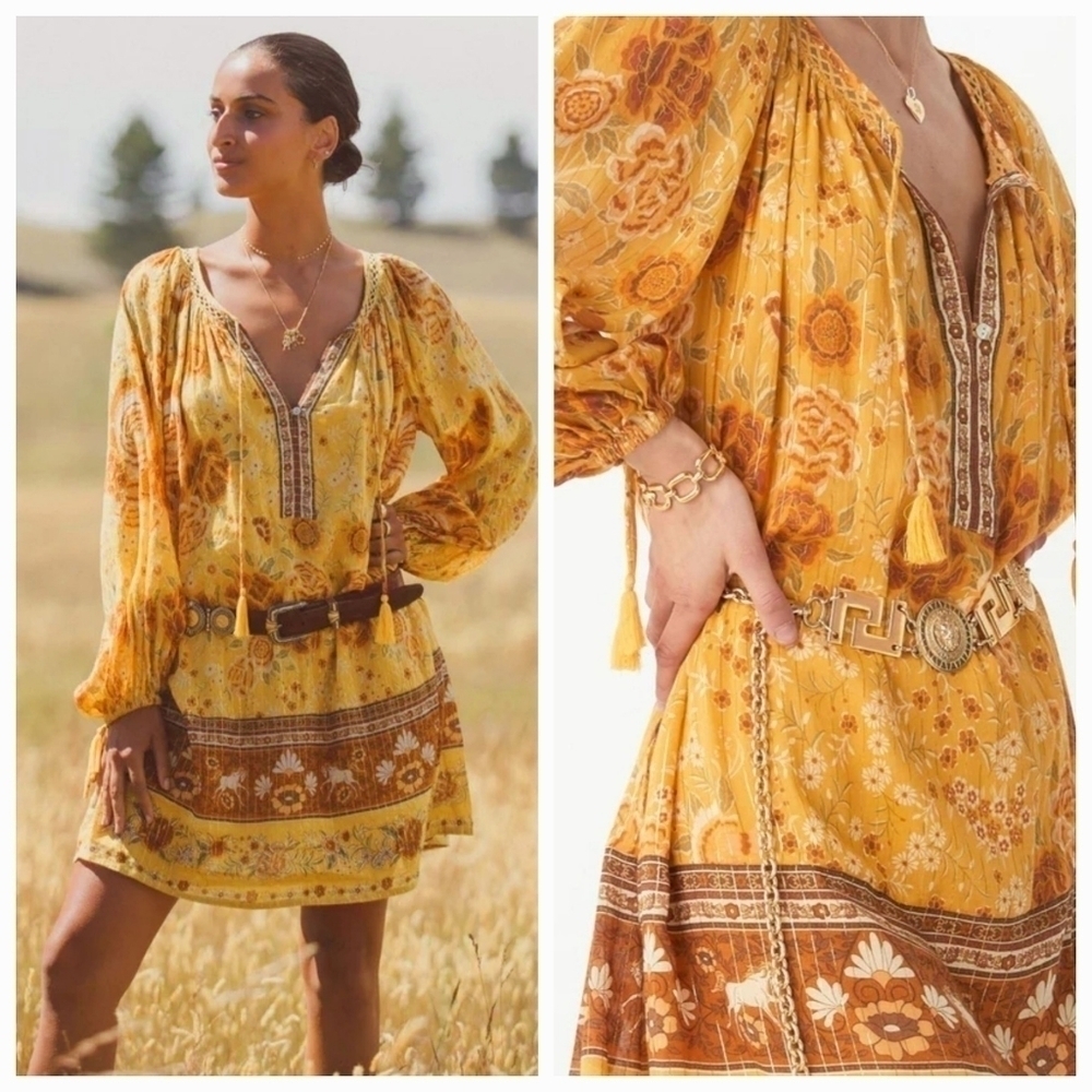 Spell & the Gypsy Mystic Boho Tunic Dress in Sunflower Golden Yellow